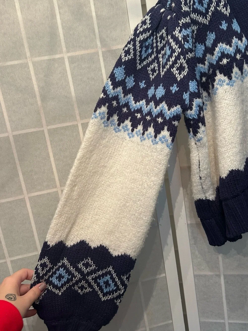 Francesca's Navy, Cream & Light Blue Cardigan